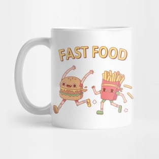 Funny Fast Food Running Burger and Fries Mug